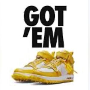 New in Box Nike Af1 Mid White and Varsity Maize C/O Off -White size 8.5/10 wm